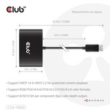 Club 3D DisplayPort MST 4x 4K30Hz, Répartiteurs de DisplayPort Noir
