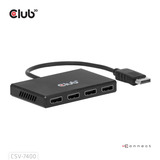 Club 3D DisplayPort MST 4x 4K30Hz, Répartiteurs de DisplayPort Noir