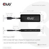 Club 3D USB-C vers Triple HDMI MST Hub 4K60Hz Noir