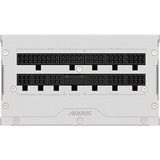 GIGABYTE GP-AE850PM PG5 ICE alimentation modulaire 850 watt Blanc, 1x 12VHPWR, 6x PCIe, 80 PLUS Platinum, Conception entièrement modulaire, Ventilateur de 120 mm, Compatible ATX 3.0, Prise EU, 850 W, 100 - 240 V, 50/60 Hz, 12 A, Actif, 125 W