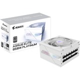 GIGABYTE GP-AE850PM PG5 ICE alimentation modulaire 850 watt Blanc, 1x 12VHPWR, 6x PCIe, 80 PLUS Platinum, Conception entièrement modulaire, Ventilateur de 120 mm, Compatible ATX 3.0, Prise EU, 850 W, 100 - 240 V, 50/60 Hz, 12 A, Actif, 125 W