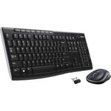 Logitech Wireless Combo MK270 set de bureau Noir, Layout EU (QWERTY), Rubberdome