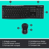 Logitech Wireless Combo MK270 set de bureau Noir, Layout EU (QWERTY), Rubberdome
