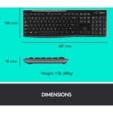 Logitech Wireless Combo MK270 set de bureau Noir, Layout EU (QWERTY), Rubberdome
