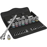 Wera 8100 SB 11 Zyklop Jeu de cliquets métalliques, 3/8", Set d'outils Noir/Vert, Clé à cliquet 29 pièces, tout métal, à carré d'entraînement