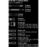 Wera 8100 SB 11 Zyklop Jeu de cliquets métalliques, 3/8", Set d'outils Noir/Vert, Clé à cliquet 29 pièces, tout métal, à carré d'entraînement