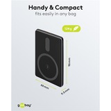 goobay Powerbank magnétique sans fil de 5 000 mAh Noir, 1x USB-C + Chargement sans fil, Power Delivery