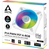 ARCTIC P14 PWM PST A-RGB, Ventilateur de boîtier Blanc, 4 broches PWM