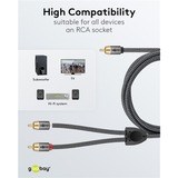 goobay Plus Cinch Y, Câble Noir/Argent, 2 mètres
