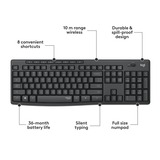 Logitech MK295 Silent Wireless Keyboard and Mouse Combo, set de bureau Noir