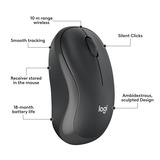Logitech MK295 Silent Wireless Keyboard and Mouse Combo, set de bureau Noir