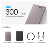 Plaud Note, Enregistreur vocal Argent, 64 Go, Bluetooth (BLE 5.2), Wi-Fi (2,4 GHz)