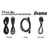 iiyama ProLite LH4360UHS-B2AG, Affichage public Noir, 4K UHD, HDMI, LAN, Audio, USB, WLAN, Android