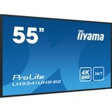 iiyama Prolite LH5541UHS-B2, Affichage public Noir, 4K UHD, VGA, HDMI, Audio, LAN