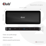 Club 3D 14-1 USB-C Quad Display, Station d'accueil Noir