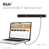 Club 3D 14-1 USB-C Quad Display, Station d'accueil Noir