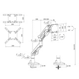 Neomounts DS70-256BL1 24-57" - vérin à gaz - Topfix - arrêt à 180°, Support de moniteur Noir