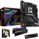 ALTERNATE Upgrade Kit X870E AORUS ELITE WIFI7 + Ryzen 7 9850X3D + 64 Go + SSD 4 To Noir, Carte mère, CPU, mémoire, SSD