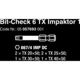 Wera Contrôle des bits 6 TX Impaktor 1, Set d'embouts de vissage 6 pièces, revêtement diamant