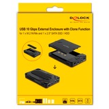 DeLOCK Boîtier USB-C pour 1x M.2 NVMe SSD + 1x 2,5" SATA SSD / HDD externe, Boîtier disque dur Noir