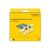 DeLOCK PCI Express x1 Card to 2 x RJ45 2.5 Gigabit LAN RTL8125, Carte réseau 