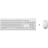 HP 230 set de bureau sans fil Blanc, Layout BE (AZERTY), 100%, 1600 dpi