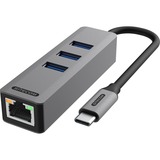 Sitecom USB-C vers Ethernet + 3x USB hub, Station d'accueil Gris
