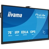 iiyama ProLite TE7513A-B1AG, Affichage public Noir, Touch, HDMI, DisplayPort, Audio, LAN, WiFi 6, USB-C, Android 14