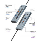 ICY BOX IB-HUB1742CR-C2PD, Station d'accueil Bleu clair, USB 3.2 Gen 2 (3.1 Gen 2) Type-A + Type-C, USB 3.2 Gen 2 (3.1 Gen 2) Type-A, USB 3.2 Gen 2 (3.1 Gen 2) Type-C, MicroSD (TransFlash), MicroSDHC, MicroSDXC, SD, SDHC, SDXC, 10000 Mbit/s, Noir, Aluminium