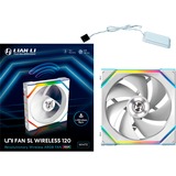 Lian Li UNI FAN SL120 Wireless , Ventilateur de boîtier Blanc, Connecteur de ventilateur PWM à 4 broches