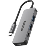 Sitecom USB-C vers 2x USB-A + 2x USB-C Hub, Hub USB Gris