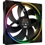 be quiet! Light Wings PWM ventilateur de boîtier RGB  Noir, 140 x 140 x 25 mm, Ventilateur, 14 cm, 1500 tr/min, 95,14 m³/h, Noir