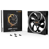 be quiet! Light Wings PWM ventilateur de boîtier RGB  Noir, 140 x 140 x 25 mm, Ventilateur, 14 cm, 1500 tr/min, 95,14 m³/h, Noir