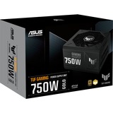 ASUS TUF Gaming Gold alimentation modulaire 750 watt Noir, 1x 12V-2x6, 3x PCIe, 750 W, 100 - 240 V, 130 W, 744 W, 130 W, 9,6 W