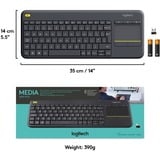 Logitech Wireless Touch K400 Plus clavier Anthracite, Layout EU (QWERTY)