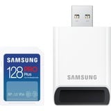 Samsung PRO Plus 128 Go SDXC, Carte mémoire Blanc, UHS-I U3, Classe 3, V30, lecteur de carte inclus