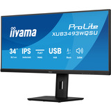 iiyama ProLite XUB3493WQSU-B6 34" Moniteur UltraWide Noir (Mat), 1x DisplayPort, 2x HDMI, 2x USB-C, 2x USB-A, 120 Hz