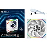 Lian Li UNI FAN SL120 LCD Wireless, Ventilateur de boîtier Blanc, Connecteur de ventilateur PWM à 4 broches