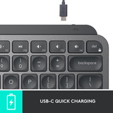 Logitech MX Keys Mini Minimalist, clavier Graphite, Layout US (QWERTY), Bluetooth