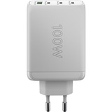goobay 100W GaN USB-C PD Multiport Quick Charger Blanc, 3x USB-C, 1x USB-A
