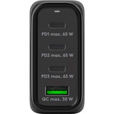 goobay 68W GaN USB-C PD Multiport Quick Charger Noir, 3x USB-C, 1x USB-A