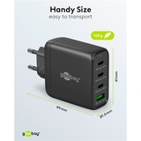 goobay 68W GaN USB-C PD Multiport Quick Charger Noir, 3x USB-C, 1x USB-A