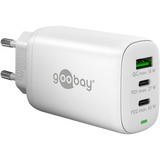 goobay Chargeur rapide USB-C PD GaN Multiport (65 W) Blanc, 2x USB-C, 1x USB-A, Power Delivery, QuickCharge
