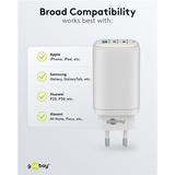 goobay Chargeur rapide USB-C PD GaN Multiport (65 W) Blanc, 2x USB-C, 1x USB-A, Power Delivery, QuickCharge