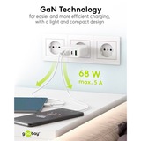 goobay Chargeur rapide multiport USB-C, PD, GaN, 68 watts Noir, 3x USB-C, 1x USB-A, Power Delivery, QuickCharge