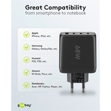 goobay Chargeur rapide multiport USB-C, PD, GaN, 68 watts Noir, 3x USB-C, 1x USB-A, Power Delivery, QuickCharge