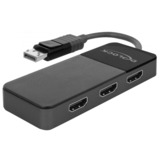 DeLOCK DisplayPort 1.4 > 3x HDMI MST, Répartiteurs de DisplayPort Noir, 0,125 mètre