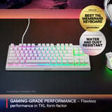 SteelSeries Apex 3 TKL RGB clavier gaming Blanc, Layout US (QWERTY), SteelSeries Whisper-Quiet, 80% (TKL)