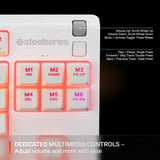 SteelSeries Apex 3 TKL RGB clavier gaming Blanc, Layout US (QWERTY), SteelSeries Whisper-Quiet, 80% (TKL)