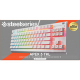 SteelSeries Apex 3 TKL, clavier gaming Blanc, Layout États-Unis, SteelSeries Whisper-Quiet, US layout, SteelSeries Whisper-Quiet, RGB LED, TKL